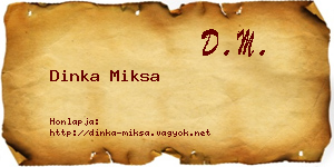 Dinka Miksa névjegykártya